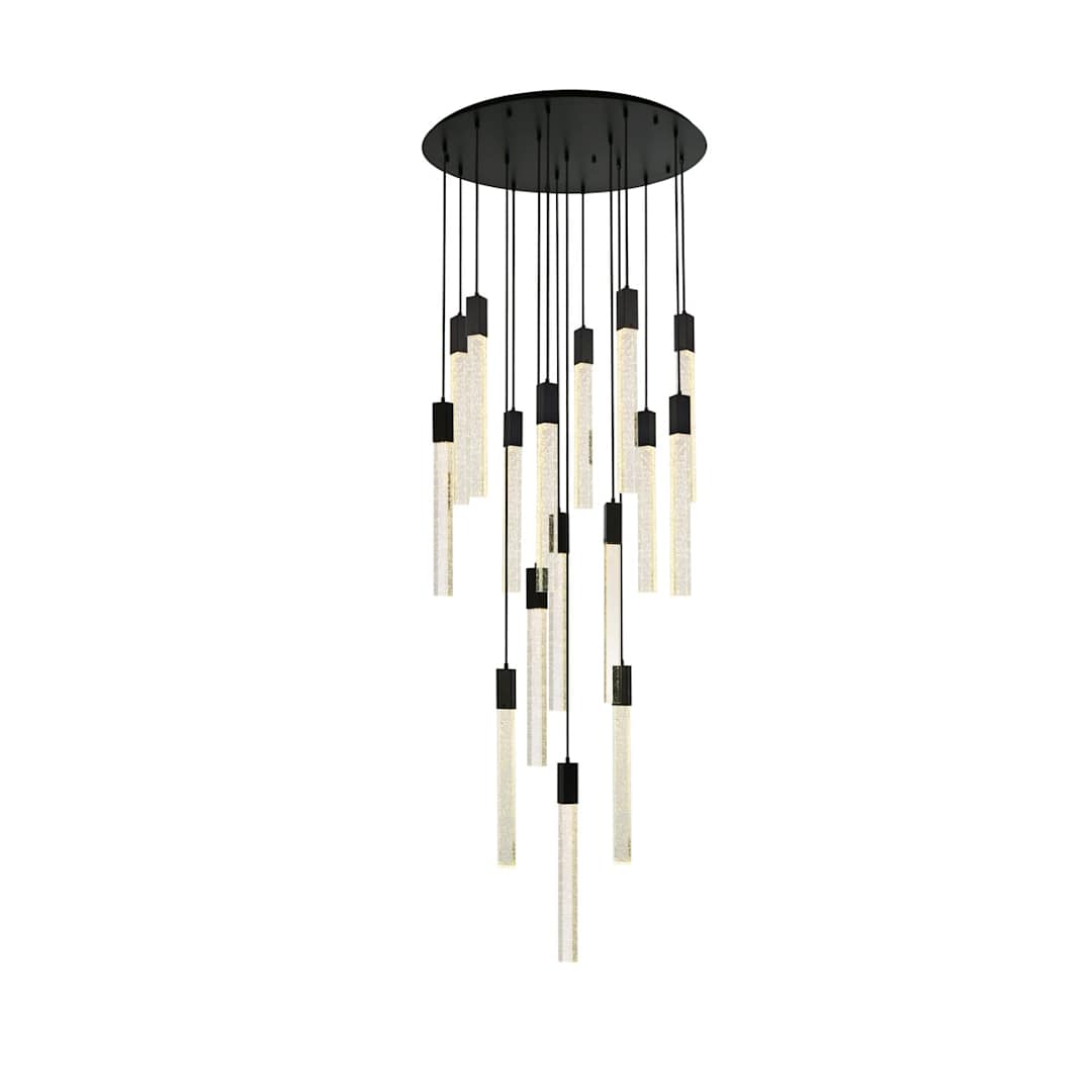 Weston 16 Light 36" Wide LED Crystal Multi Light Pendant with Clear Crystal Accents