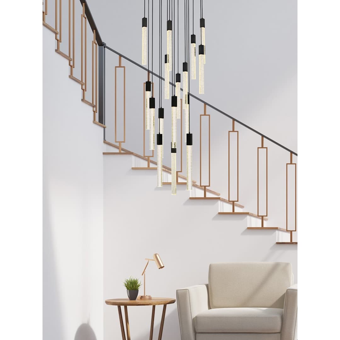 Weston 16 Light 36" Wide LED Crystal Multi Light Pendant with Clear Crystal Accents