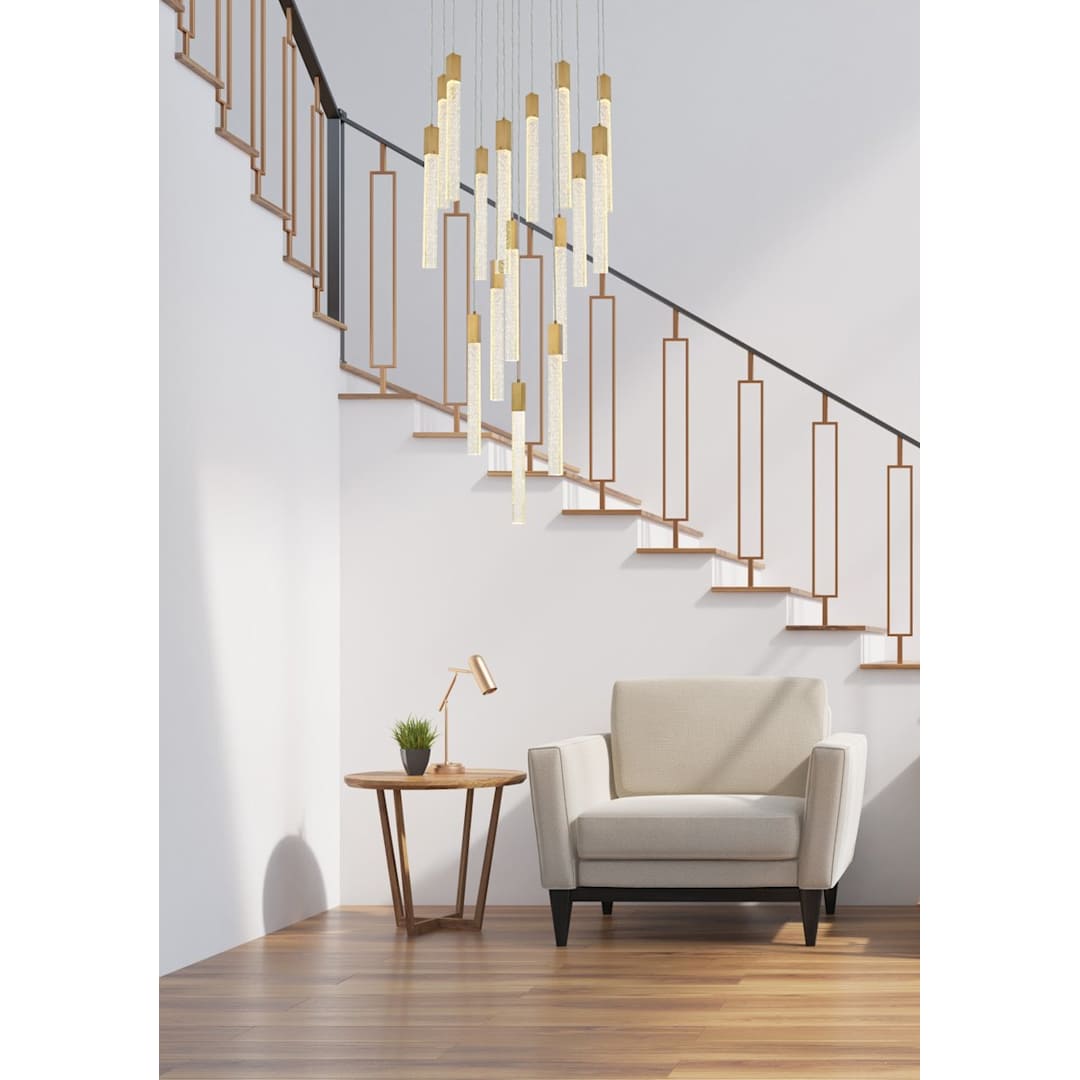 Weston 16 Light 36" Wide LED Crystal Multi Light Pendant with Clear Crystal Accents