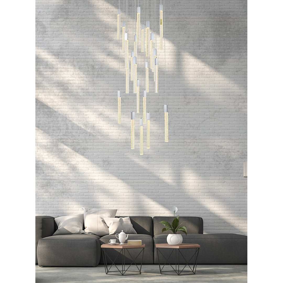 Weston 25 Light 42" Wide LED Crystal Multi Light Pendant with Clear Crystal Accents