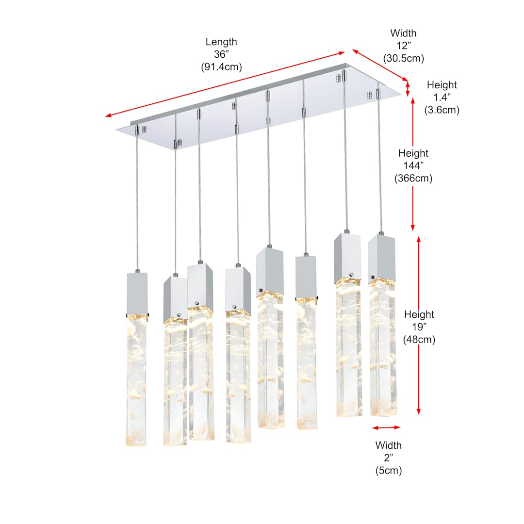 Aurora 36" Wide Crystal Linear Pendant