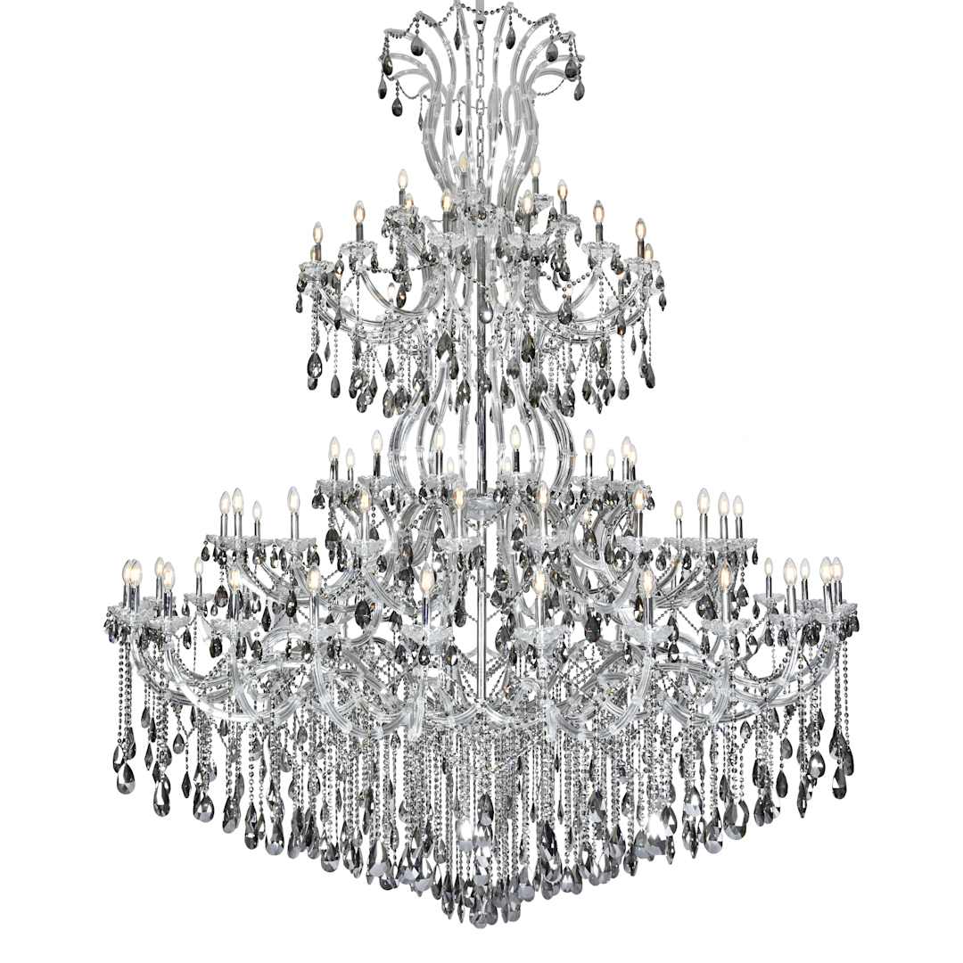 Maria Theresa 84 Light 96" Wide Crystal Chandelier with Silver Shade Royal Cut Crystals