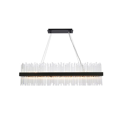 Dallas 28 Light 48" Wide Crystal Linear Chandelier with Clear Crystal Accents