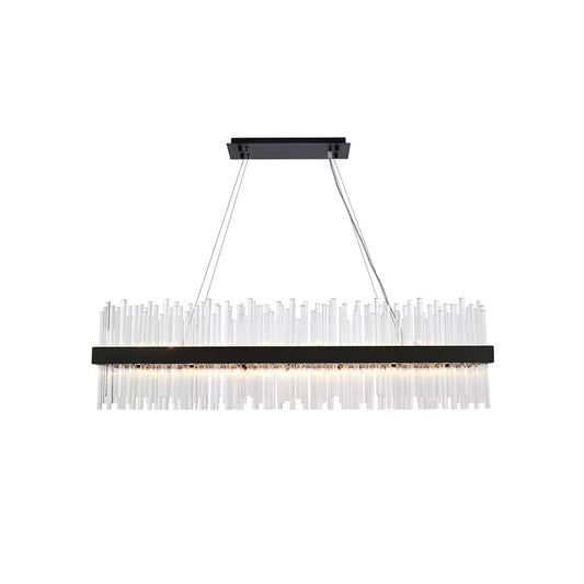 Dallas 28 Light 48" Wide Crystal Linear Chandelier with Clear Crystal Accents