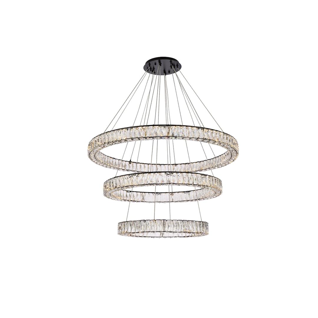 Monroe 41" Wide LED Crystal Ring Chandelier with Clear Crystal Accents