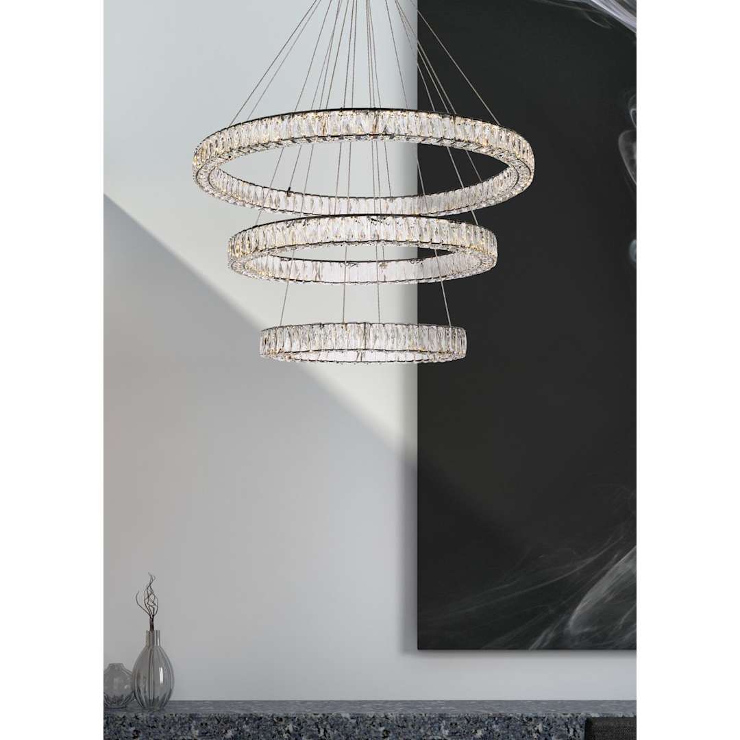 Monroe 41" Wide LED Crystal Ring Chandelier with Clear Crystal Accents