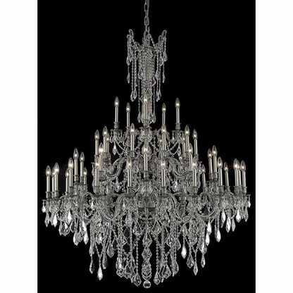 Rosalia 45 Light 54" Wide Crystal Chandelier with Golden Teak Royal Cut Crystals