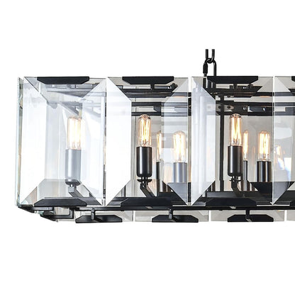Monaco 18 Light 62" Linear Style Chandelier with Emerald Cut Glass Panels