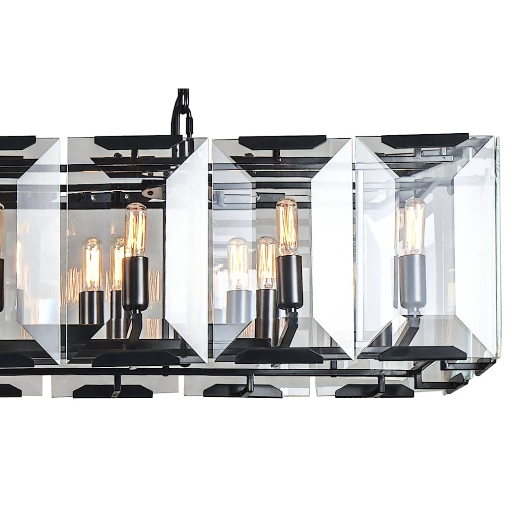 Monaco 18 Light 62" Linear Style Chandelier with Emerald Cut Glass Panels