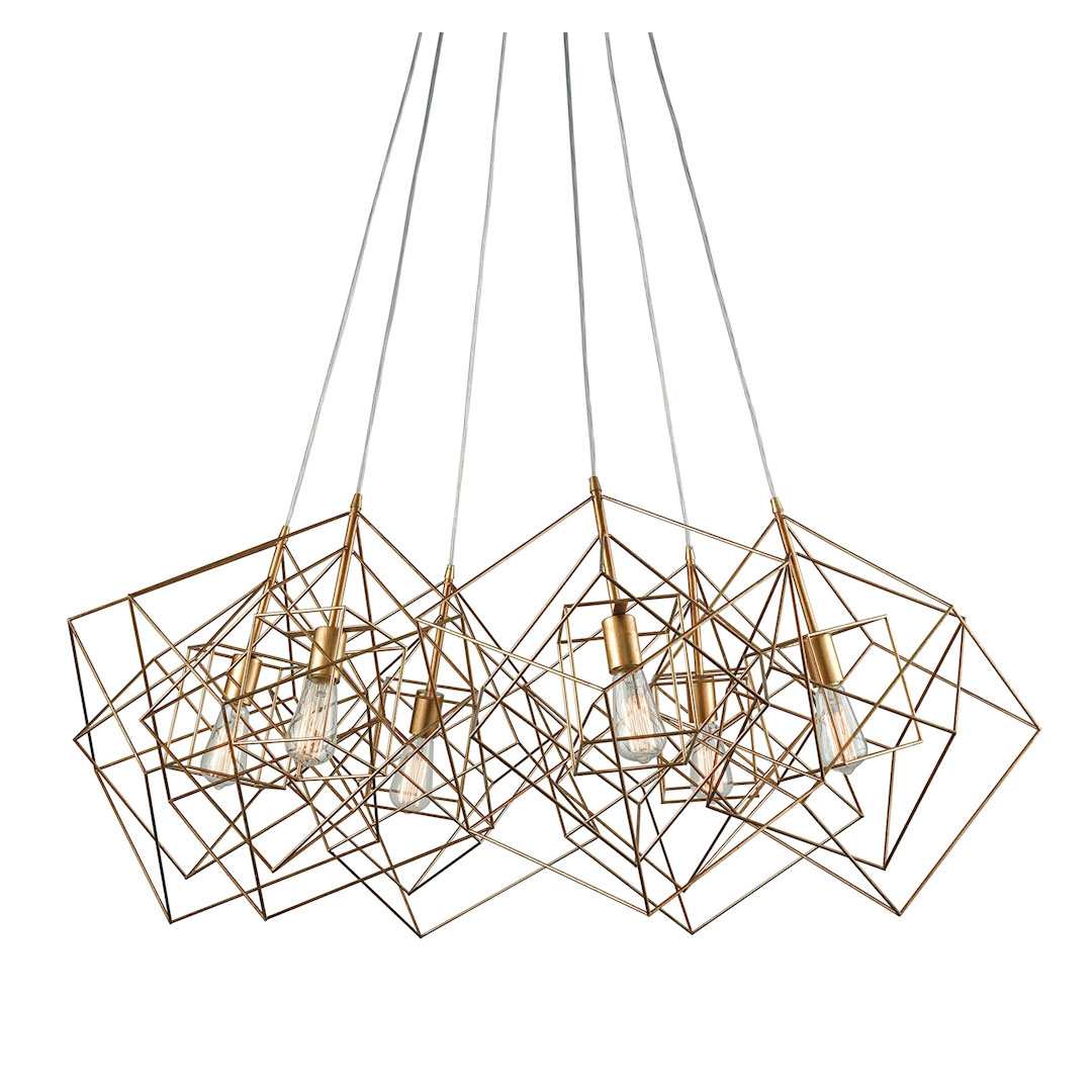 Box 6 Light 48" Wide Abstract Multi Light Pendant