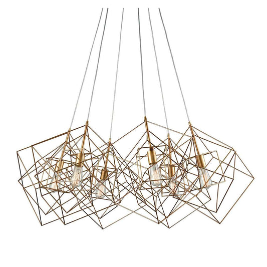 Box 6 Light 48" Wide Abstract Multi Light Pendant