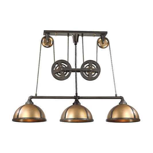 Torque 62" Wide 3 Light LED Full Sized Linear Chandelier with Gold Metal Shades