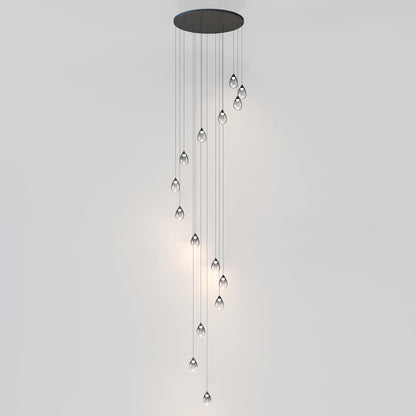 Dewdrop 34" Wide LED Multi Light Pendant with Smoke Shades