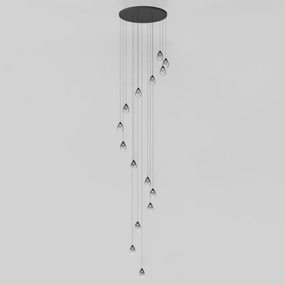 Dewdrop 34" Wide LED Multi Light Pendant with Smoke Shades