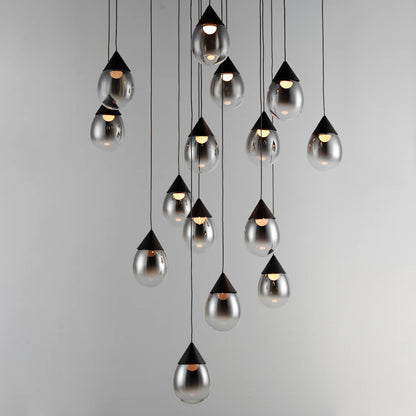 Dewdrop 34" Wide LED Multi Light Pendant with Smoke Shades