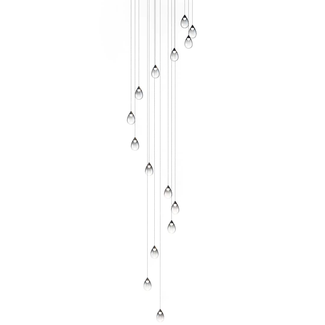 Dewdrop 34" Wide LED Multi Light Pendant with Smoke Shades