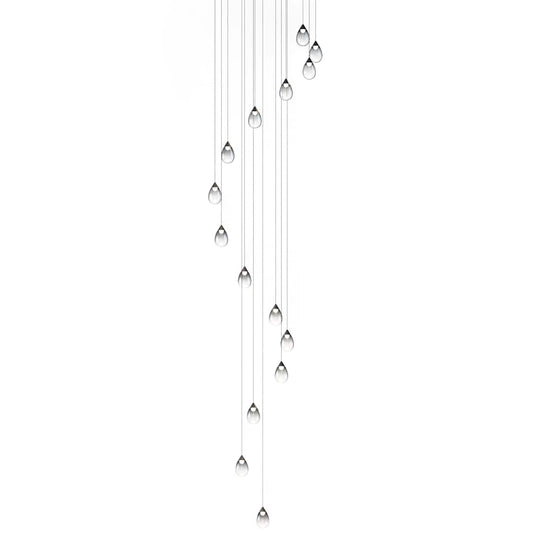 Dewdrop 34" Wide LED Multi Light Pendant with Smoke Shades