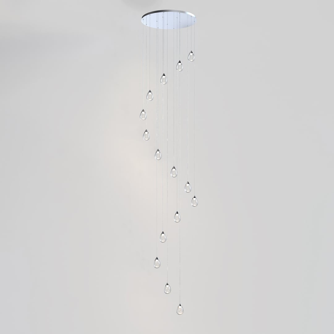 Dewdrop 34" Wide LED Multi Light Pendant with Clear Shades