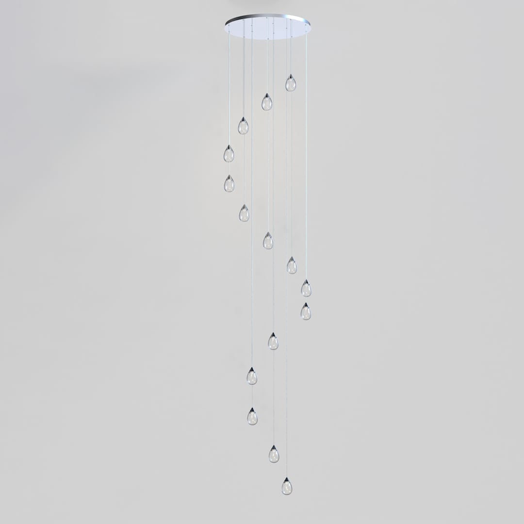 Dewdrop 34" Wide LED Multi Light Pendant with Clear Shades