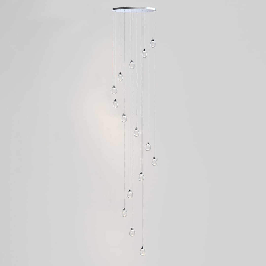 Dewdrop 34" Wide LED Multi Light Pendant with Clear Shades