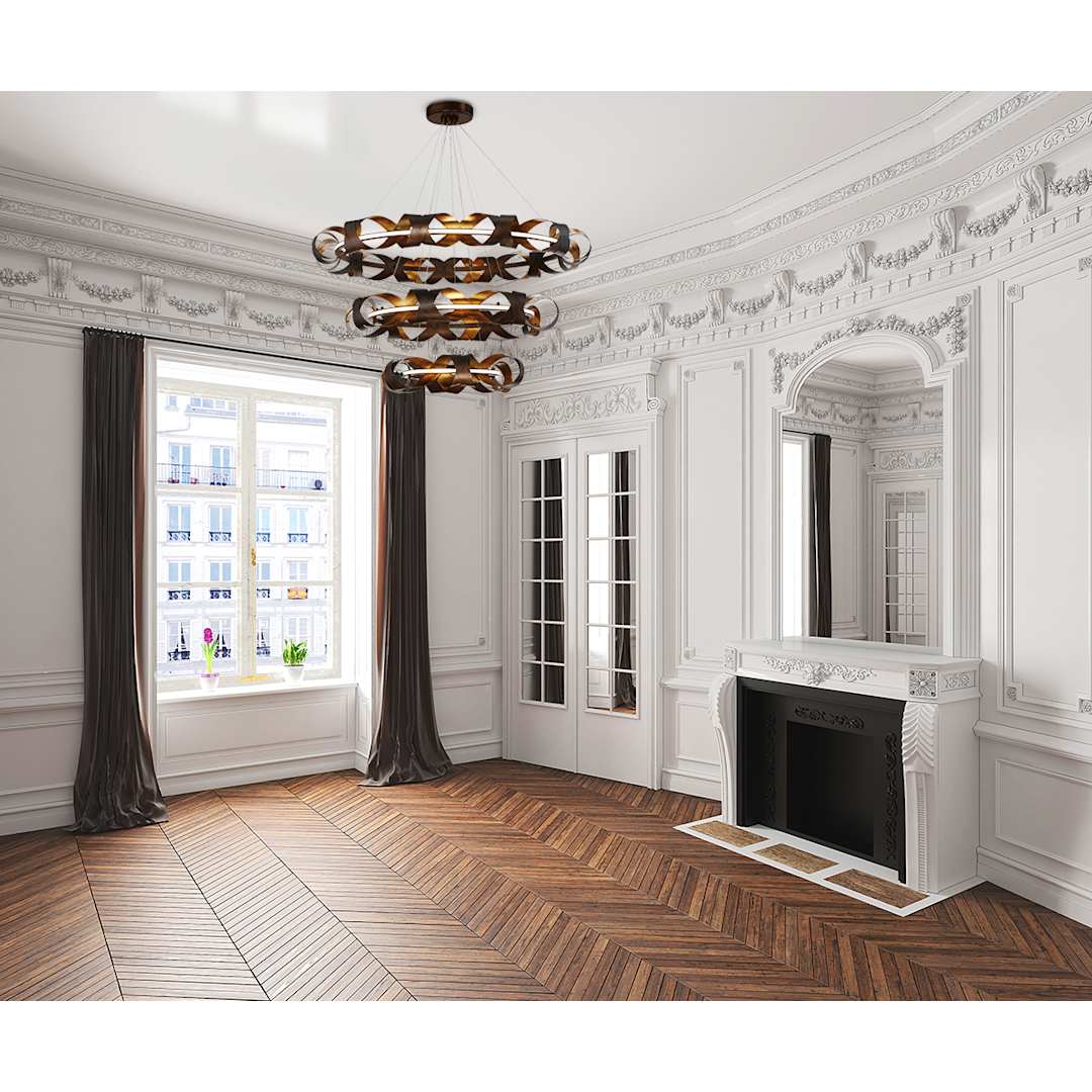 Banderia 44" Wide LED 3 Tier Ring Chandelier