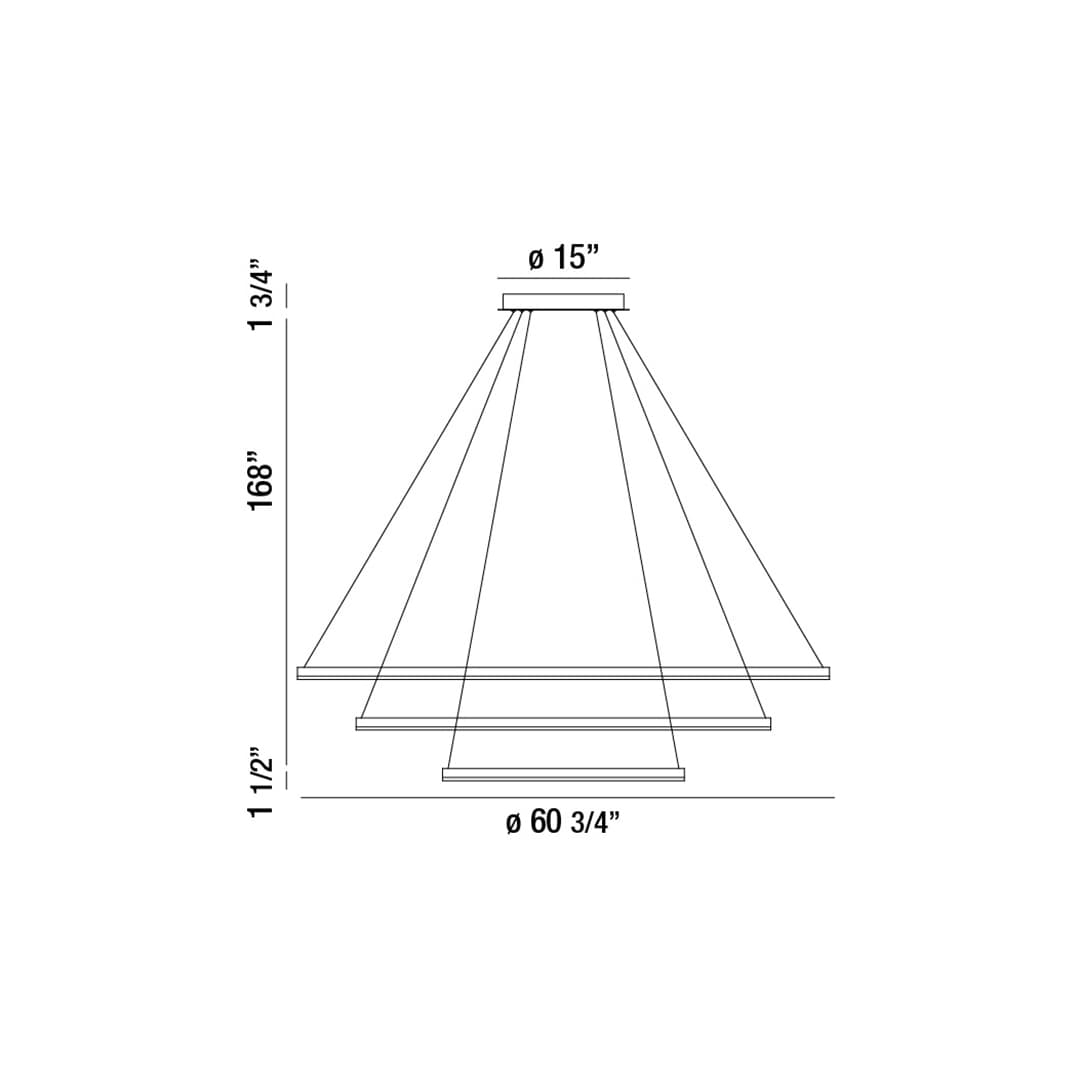Spunto Three-Tier 61" Wide 3000K LED Ring Chandelier
