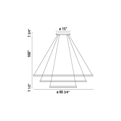 Spunto Three-Tier 61" Wide 3000K LED Ring Chandelier