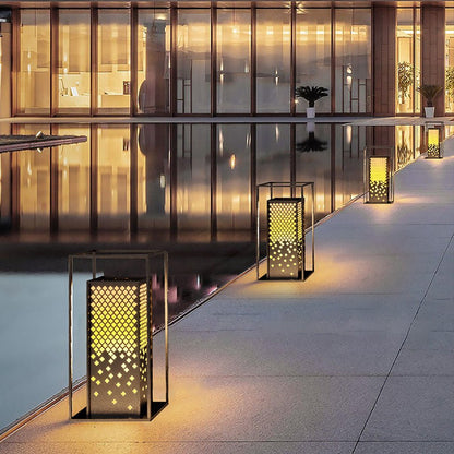 Flowers Pattern Hollow Waterproof Brown Retro Outdoor Light Garden Lamp