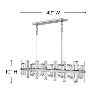 Odette 8 Light 42" Wide Linear Chandelierwith Emerald Cut Crystal Panels