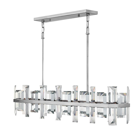 Odette 8 Light 42" Wide Linear Chandelierwith Emerald Cut Crystal Panels