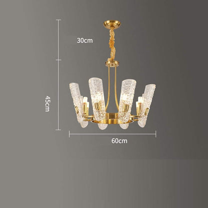 8-light LED Electroplated Metal Glass Gold Classic Chandelier Pendant Lighting