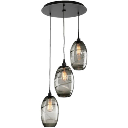 Ellisse 18" Wide Artisan Crafted 3 Light Optic Glass Pendant