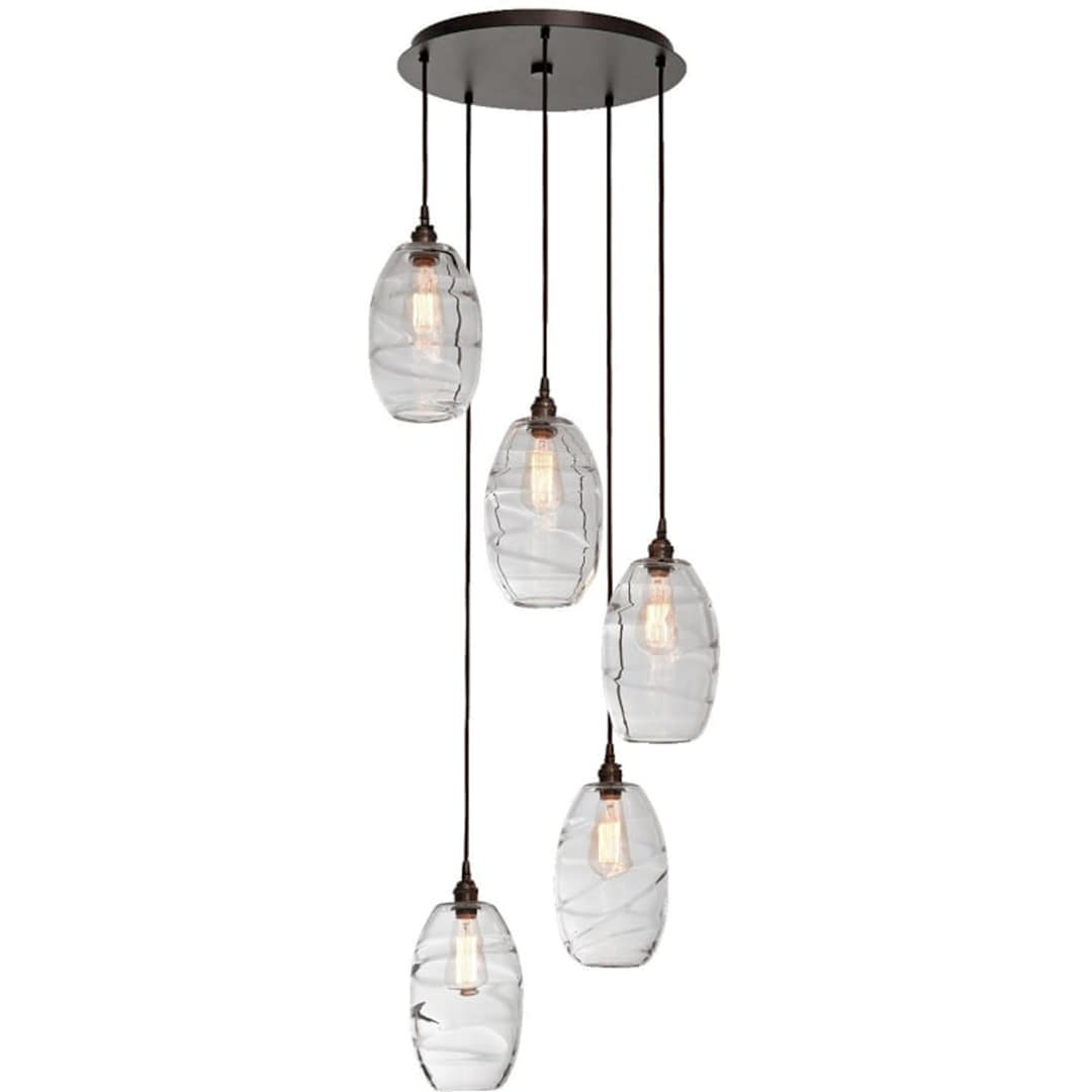 Ellisse 18" Wide Artisan Crafted 5 Light Optic Glass Pendant