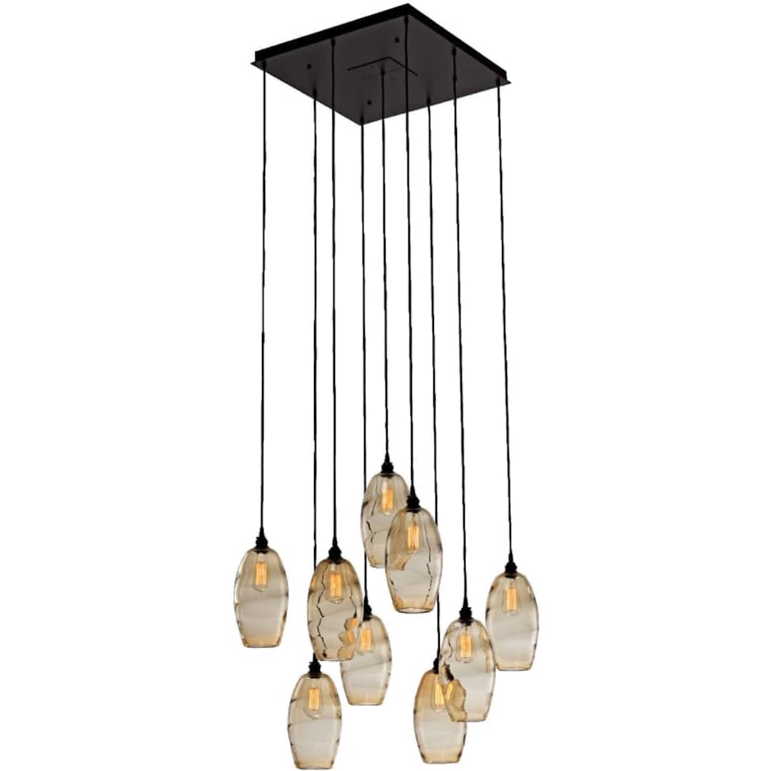 Ellisse 28" Wide Artisan Crafted 9 Light Optic Glass Pendant