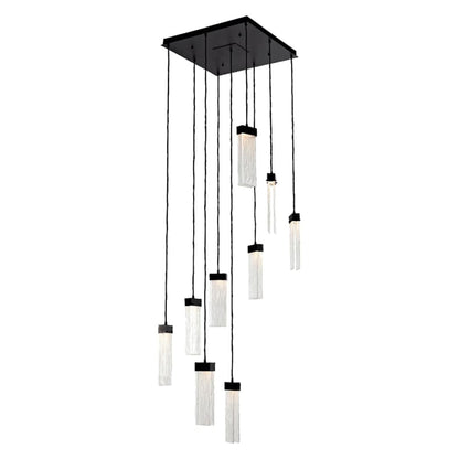 Parallel 26" Wide Artisan Crafted LED 9 Light Pendant with Hand Textured Glass