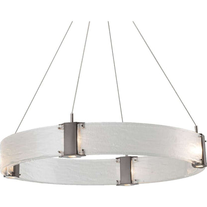 Parallel 33" Wide Artisan Crafted LED Chandelier with Hand Textured Glass