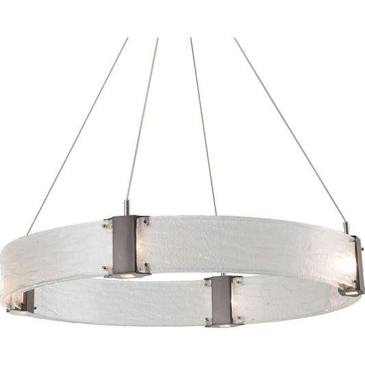 Parallel 33" Wide Artisan Crafted LED Chandelier with Hand Textured Glass