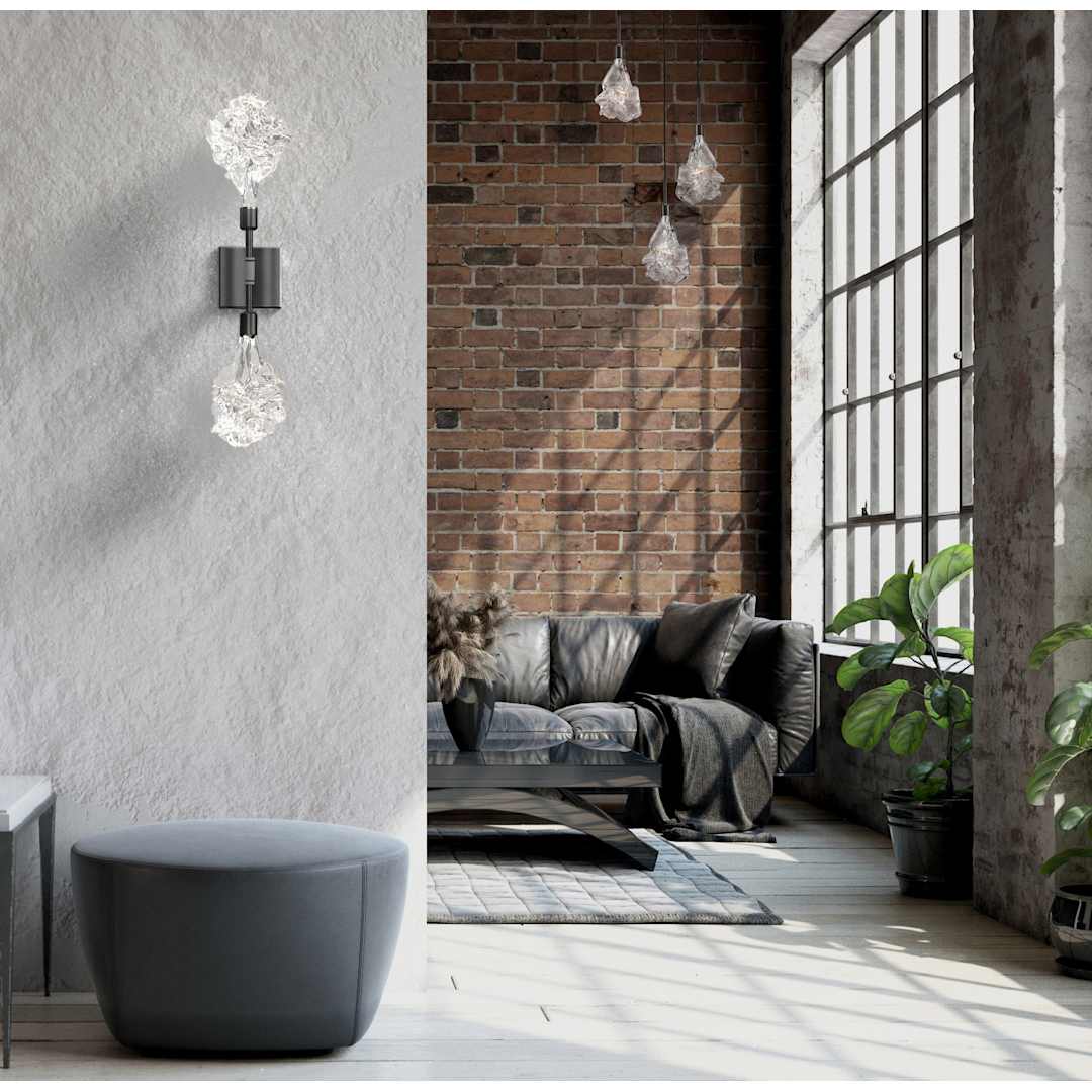 Blossom 25" Tall LED Wall Sconce with Clear Blossom Blown Glass Shades