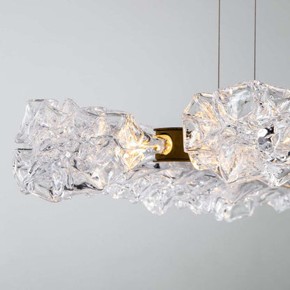 Blossom 60" Wide LED Linear Chandelier with Clear Blossom Blown Glass Shades