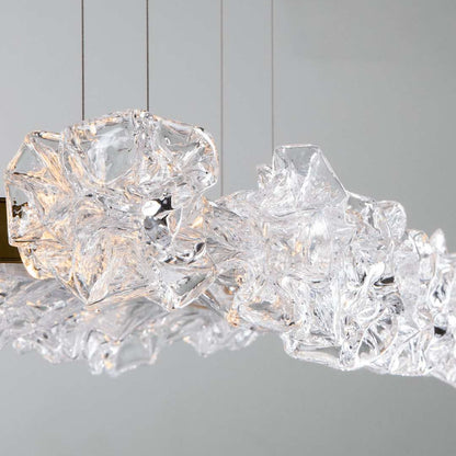 Blossom 60" Wide LED Linear Chandelier with Clear Blossom Blown Glass Shades