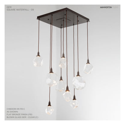 Gem 30" Wide 9 Light Hand Blown Glass LED Pendant