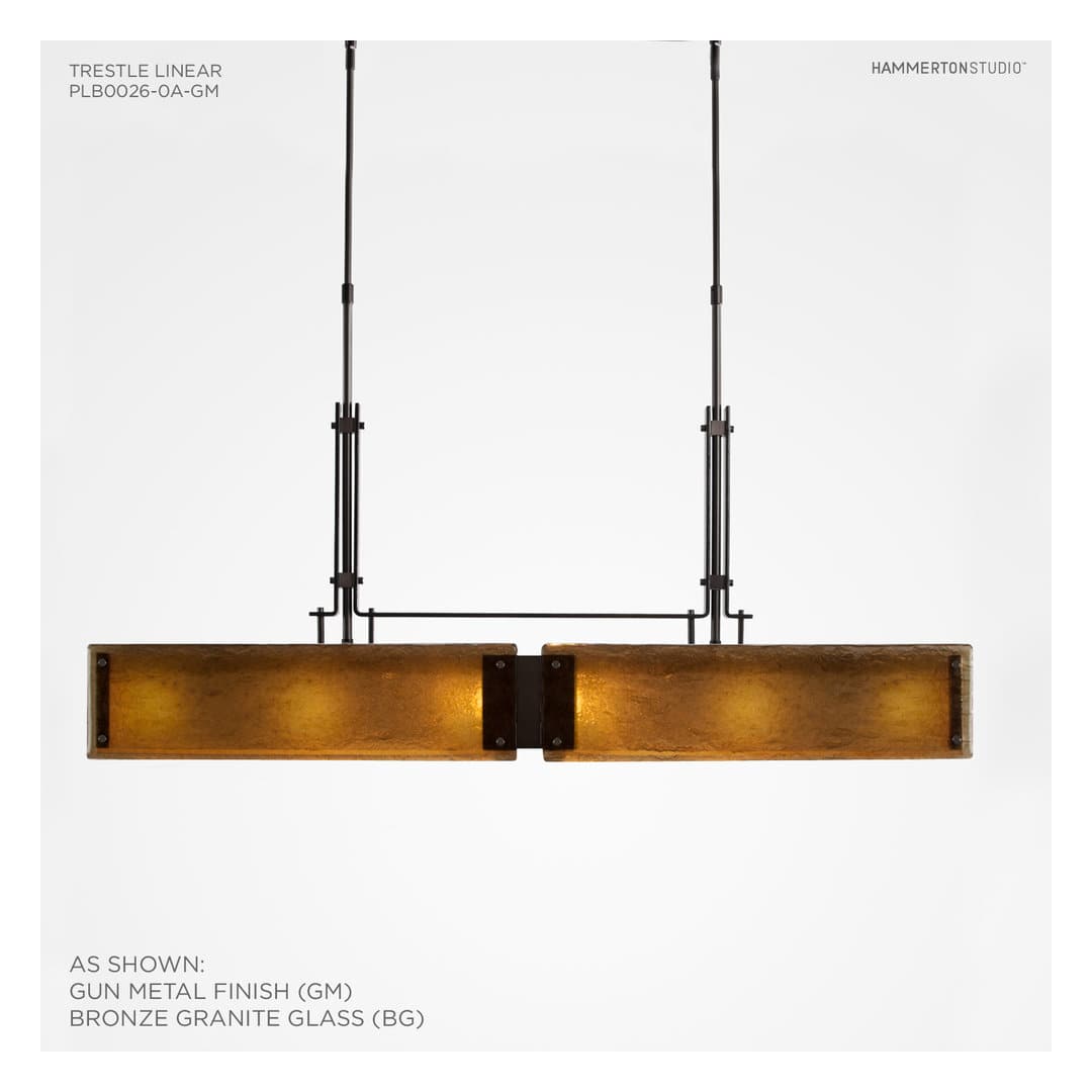 Urban Loft 44" Wide Artisan Crafted Linear Chandelier with Hand Textured Glass