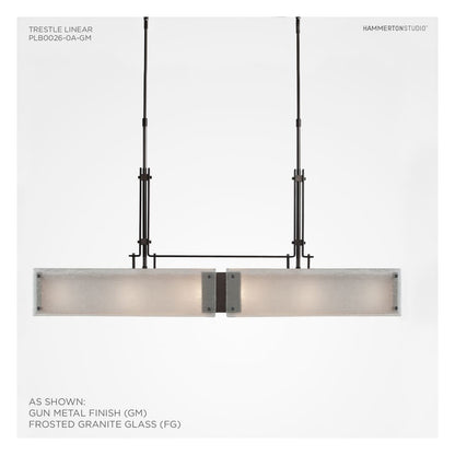 Urban Loft 44" Wide Artisan Crafted Linear LED Chandelier with Hand Textured Glass