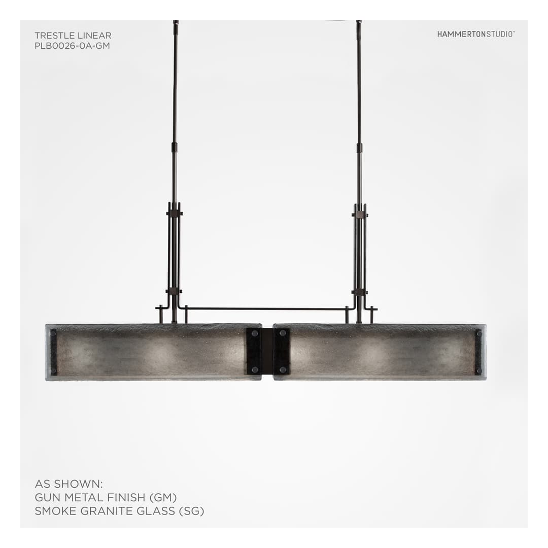 Urban Loft 44" Wide Artisan Crafted Linear Chandelier with Hand Textured Glass