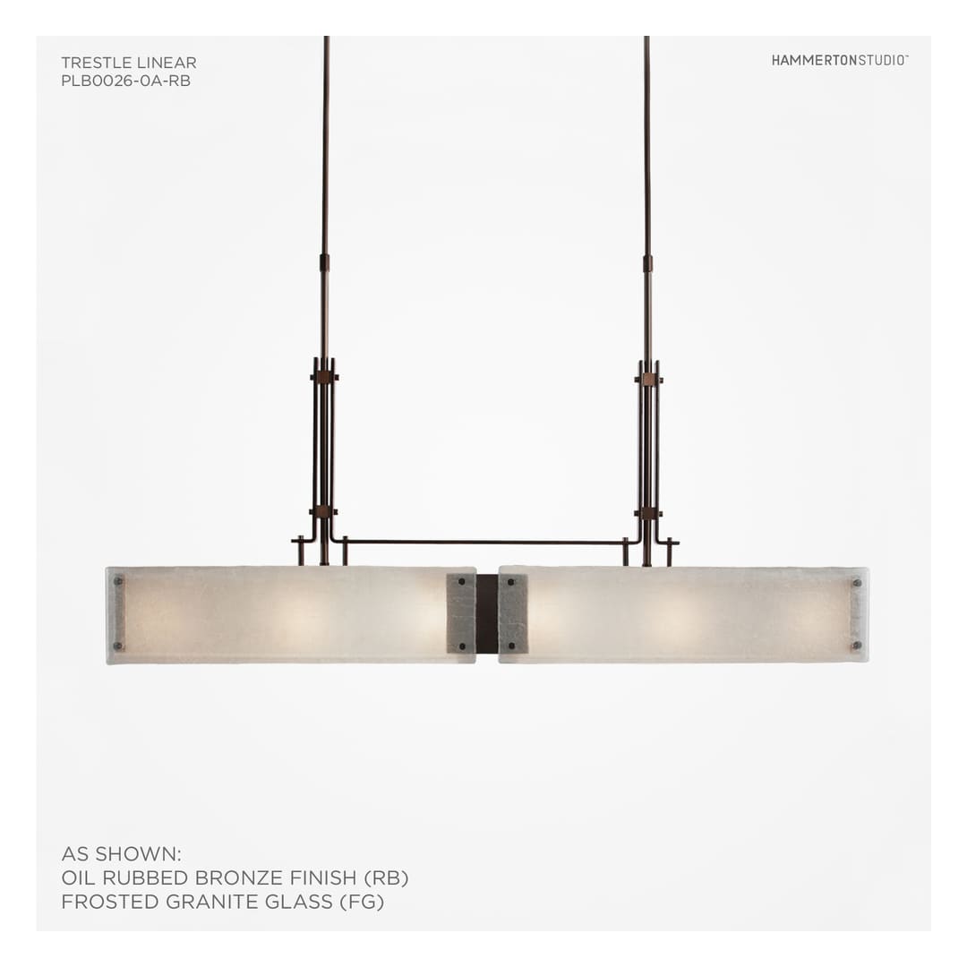 Urban Loft 44" Wide Artisan Crafted Linear LED Chandelier with Hand Textured Glass