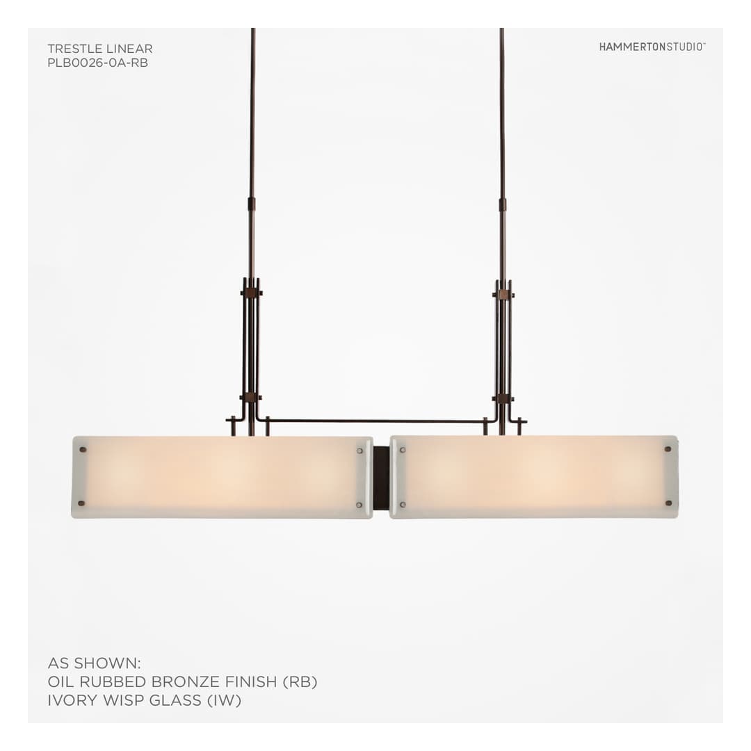Urban Loft 44" Wide Artisan Crafted Linear Chandelier with Hand Textured Glass