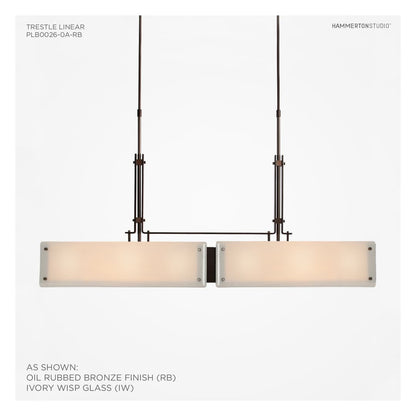 Urban Loft 44" Wide Artisan Crafted Linear Chandelier with Hand Textured Glass