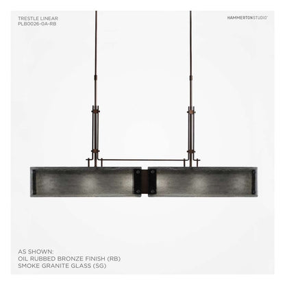 Urban Loft 44" Wide Artisan Crafted Linear Chandelier with Hand Textured Glass