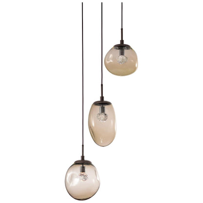Cosmos 22" Wide Artisan Crafted 3 Light Nebula Glass Pendant