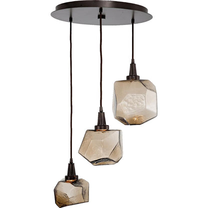 Gem 20" Wide 3 Light Hand Blown Glass LED Pendant